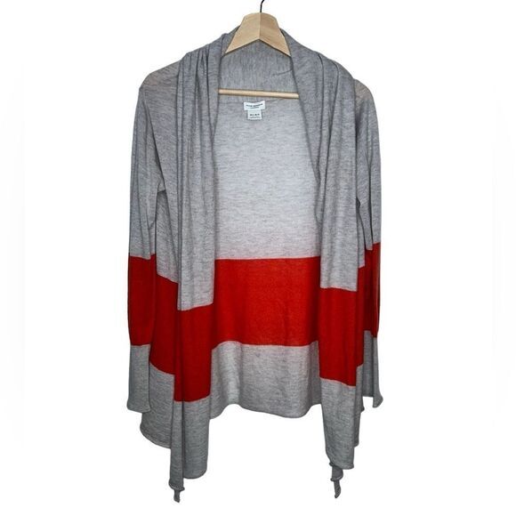 Club Monaco M/L Cashmere orange stripe Waterfall Open Cardigan knit Sweater - Picture 1 of 5